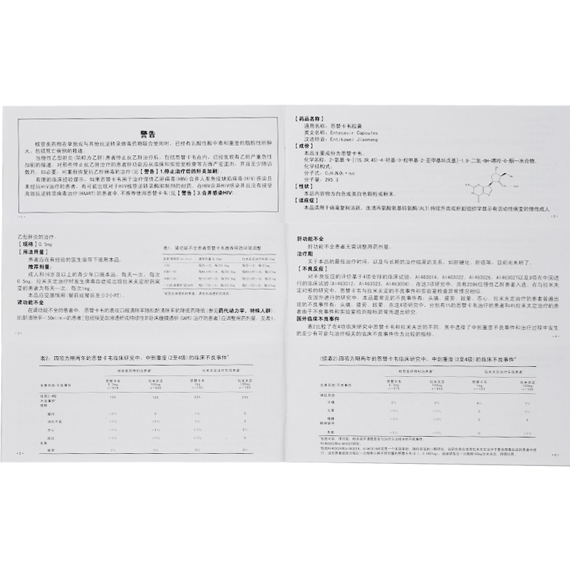 恩甘定 恩替卡韦胶囊说明书_价格_副作用_寻医问药