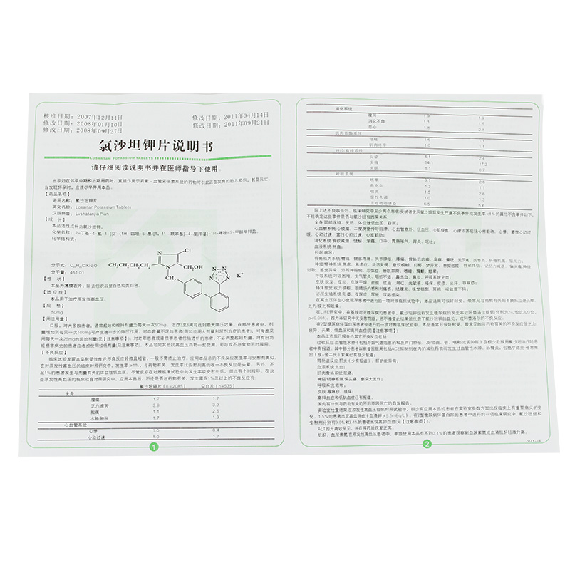 倍怡 氯沙坦钾片说明书_价格_副作用_寻医问药药品网