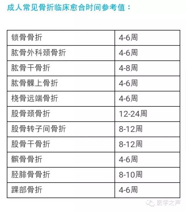 骨折的愈合时间 骨折愈合时间表 骨折后要康复多久