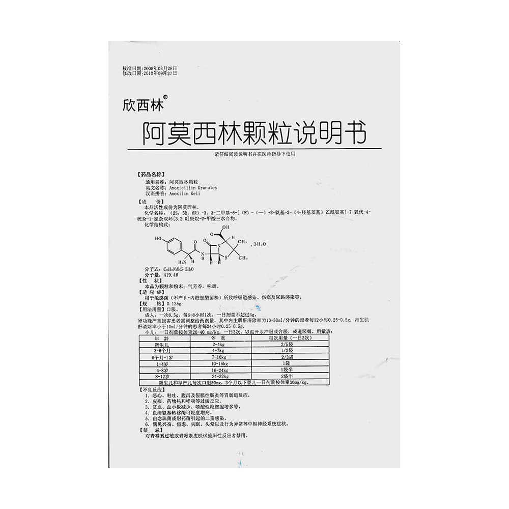 湖南中和 阿莫西林颗粒